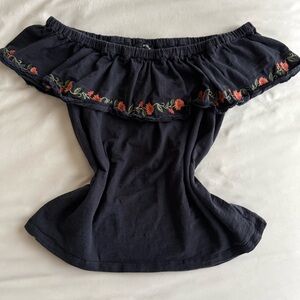 Miss Me: Off the Shoulder Embroidered Top